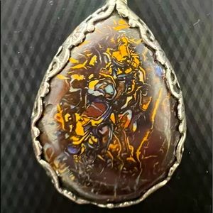 Sterling silver handmade Pendant Australian KOROIT Black Boulder Opal 92 Ct